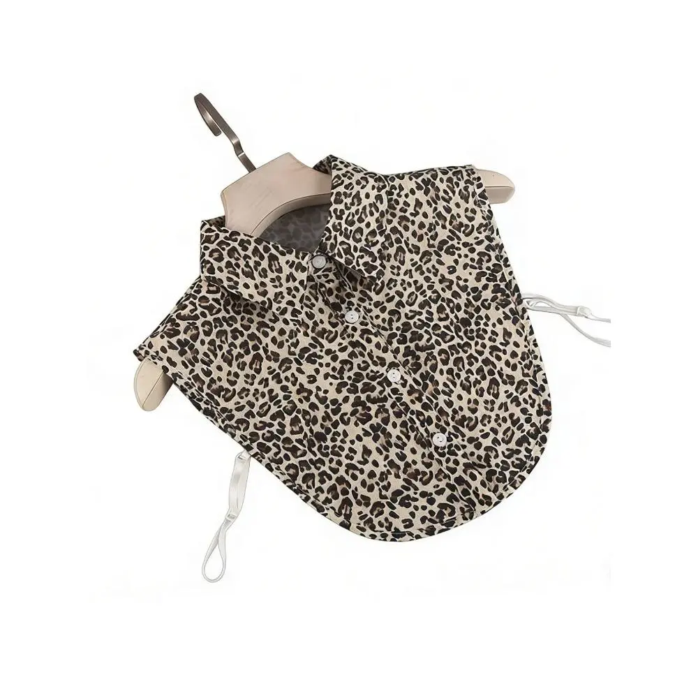 Women's Elegant French-Style Easy Detachable Leopard Print Fake Collar - Female Sports & Outdoor Protective Gear, Lightweight Bold Design Layering Accessory for Street, Casual All-Season Use