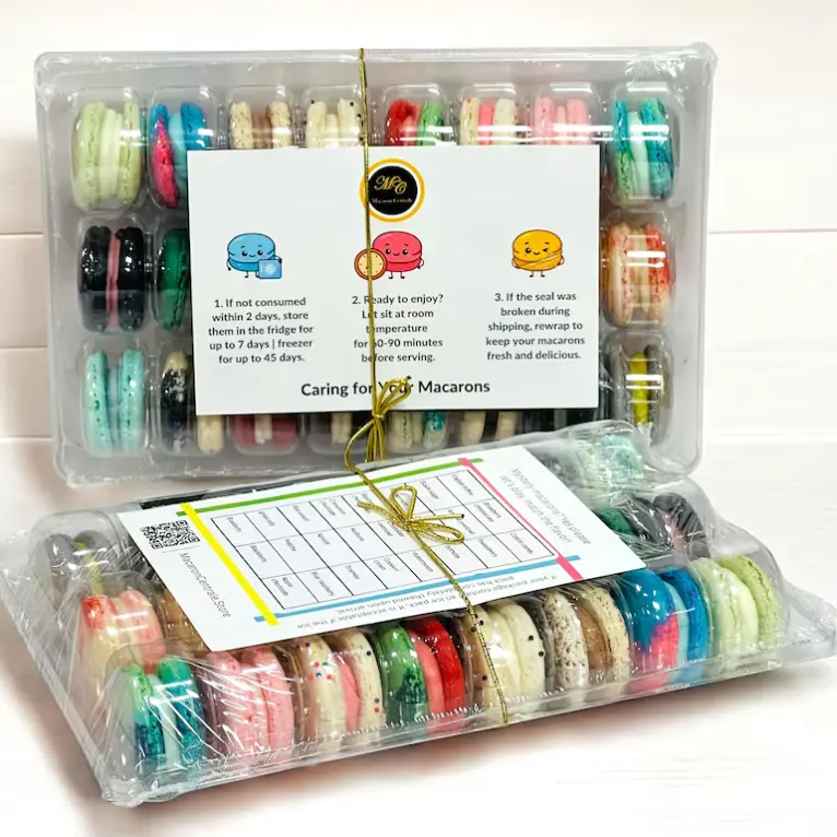 24-Pack Surprise Me Macaron Set with Flavor Guide – Assorted Gourmet French Macarons, Kids Gift, Party Treats, Dessert Box