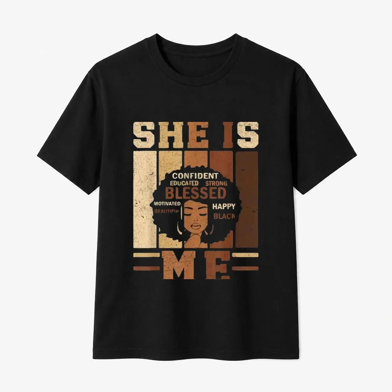100% Cotton Women's Empowered Black Women Celebrating Cotton She Is Me Strong Educated Juneteenth T-Shirt