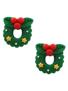 Clay Christmas Wreath Stud Earring | *Final Sale*