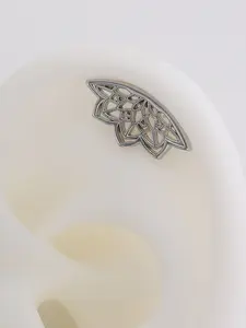 Boho Style Helix Earring, Geometric Mandala Lotus Flower Design, Silver Color Spiritual Jewelry, Unisex Earrings Ear Accessory, Perfect Gift