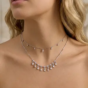 Emma's Heart | Radiant Cascade - 18K Gold Plated Emerald-Cut Zirconia Tassel Pendant Necklace