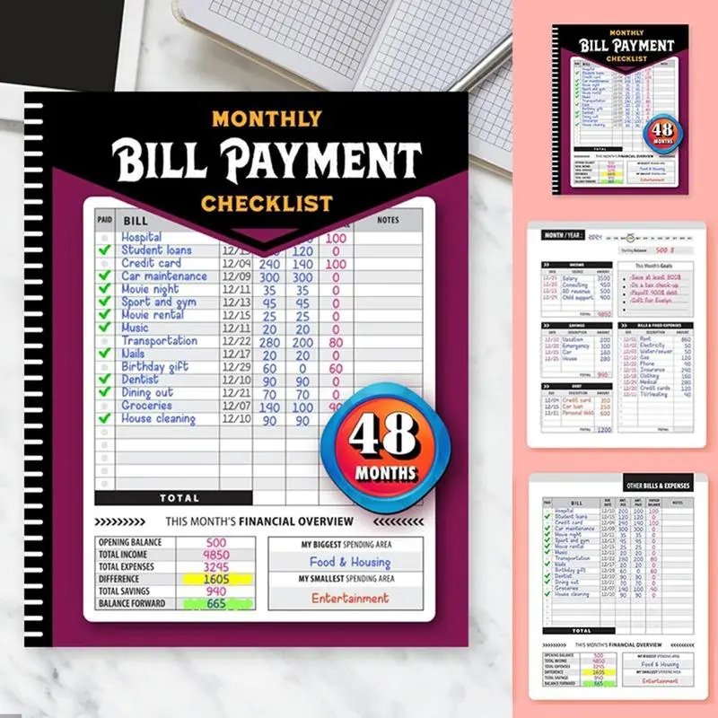 48-Month Budget Planner & Bill Payment Tracker Notebook Monthly Checklist Finance Organizer for Personal Money Management Office Dorm Use Perfect for Travel Year-Round Holiday Goals