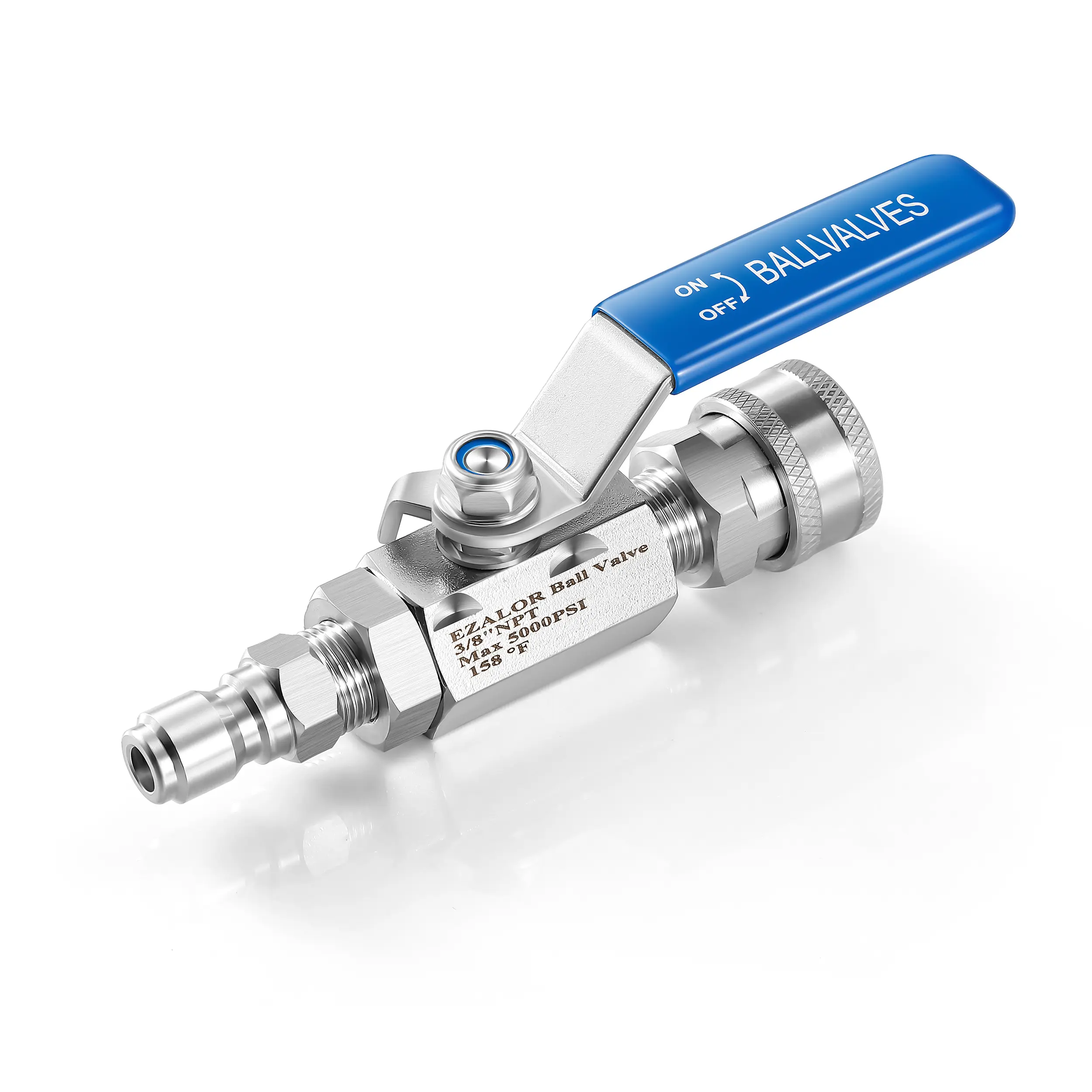 Pressure Washer Ball Valve 3/8" Quick Connect Shut Off Ball Valve for Power Washer Hose, 5000PSI, Stainless Steel