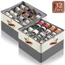 Fabric Stackable Shoe Storage Organizer, 3 Handles, Mesh Compartments, Fabric Storage Units (17x17x12.5 Inches/17" x 17") for Closet, Dorm Room, Holds 16-24 Pairs of Shoes, Socks, Towels, Space-Saving Home Organizer