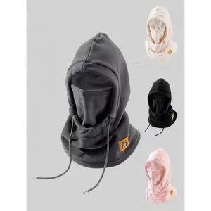 Unisex Solid Color Drawstring Design Hooded Hat, Casual Windproof Warm Hat for Fall & Winter, Fashion Accessories for Men & Women, Adjustable Hat