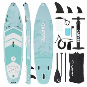 10'6" x 32" x 6" Inflatable SUP Paddle Board, Military Grade PVC, Wide Stable Non-Slip Deck, 3-Fin Design, 450 lbs Load Capacity, Beginner Friendly with Full Accessories