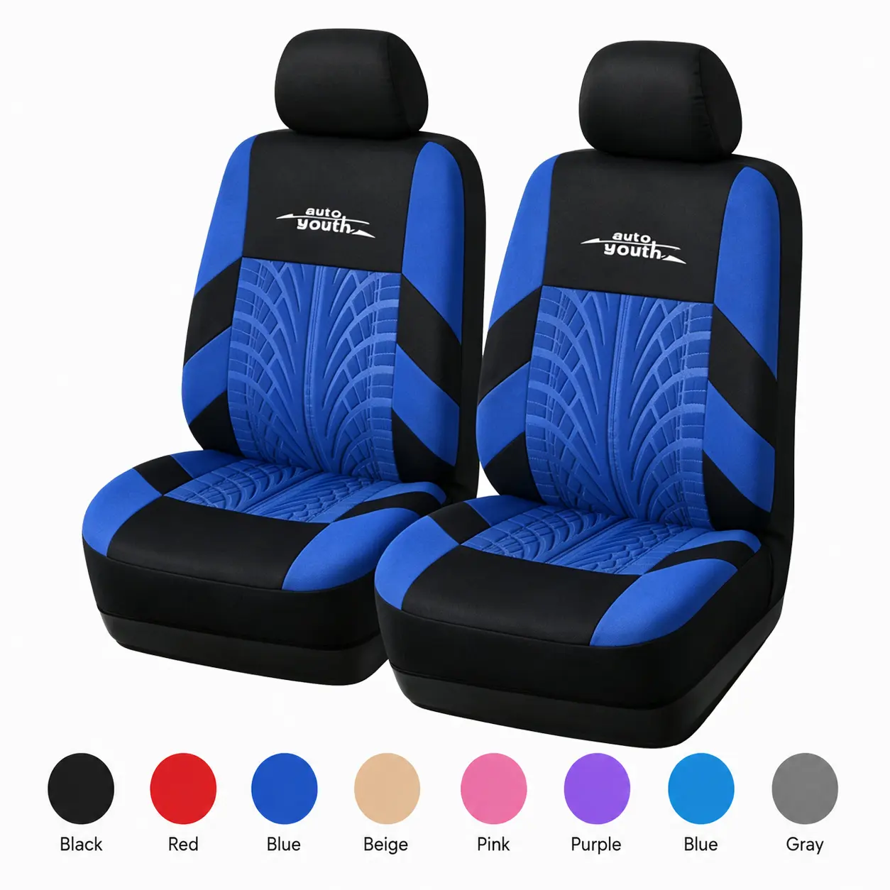 2 Premium Front Car Seat Covers with Removable Headrest-Universal Fit,Red Blue,Breathable,Durable-Ideal for SUV Low Back Car Seats Interior Automotive Vehicle