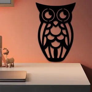 1pc Black Owl Metal Wall Art, Black Owl Statue Mural, Perfect for Study Wall, Gothic Decor, Ideal Gift for Owl Lovers, Durable Metal