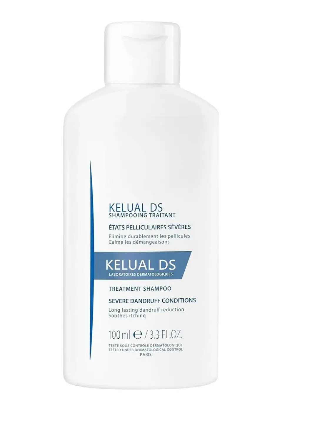 KELUAL DS Anti-Dandruff Shampoo, Extra Strength Treatment for Severe Dandruff and Itchy Scalp Relief, Daily Scalp Cleanser for Adults, 3.3 fl oz, Haircare, Liquid, Dermatological