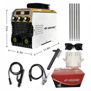 ADESKE MMA-155 Portable Welding Machine – Dual Voltage 110V/220V, 120A Output, Digital Display, Overload Protection, Complete Welding Kit for Home, Auto Repair & Construction
