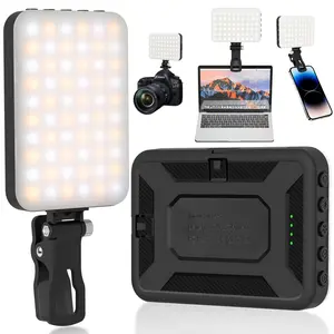 60 LED Portable Selfie Light, Video Conferencing Lighting with Clip and Camera Tripod Adapter, Rechargeable 2500mAh CRI 97+ Photographic Fill Light with 3 Light Modes for Mobile Phone iPhone Webcam, Camera Studio Light