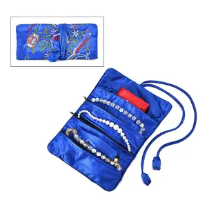 Organizer Box Floral Embroidery Pattern Satin Roll Holder Keepsake Storage Case Birthday Christmas Gifts