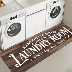 1 Pc Brown Wood Grain Background Laundry Room Rug Soft And Comfortable Long Strip Carpet Printed Mat Anti Slip Floor Mat Suitable For Kitchen Living Room Bedroom Sink Laundry Room Decoration Carpet Mat Home Care Supplies