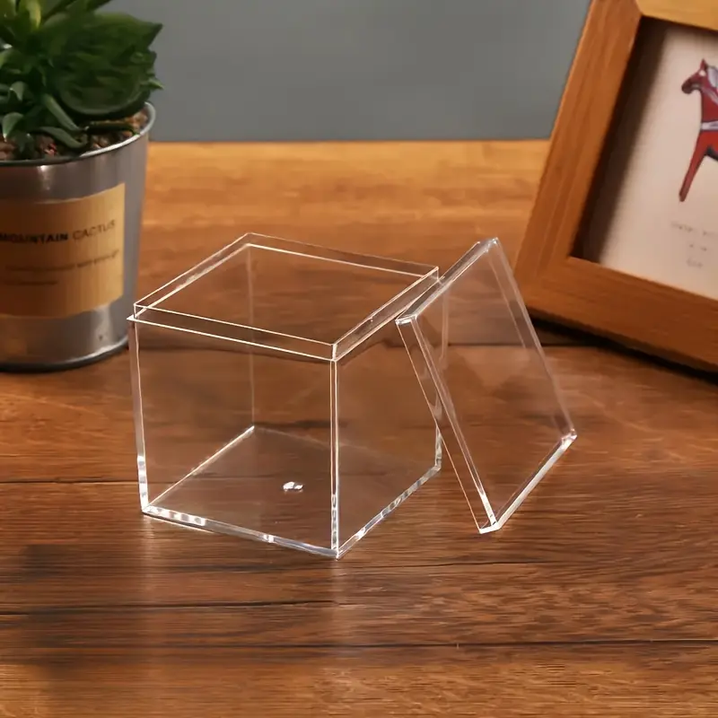 20Pcs Clear Acrylic Display Box with Lid|Transparent Square Cube|Multi-Purpose Storage Organiser, Acrylic Storage Container, Storage Boxes for Candy, Jewelry, Beads|Home/Office Decor, Party, Wedding/Valentine's Favor