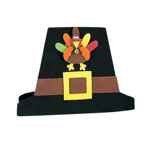 10 3/4" x 7" Pilgrim Hat with Turkey Craft Kit – Makes 12