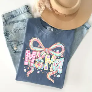Comfrot colors Easter Mama Coquette T-shirt, Spring Mom T-shirt, Easter Bunny Tee, Easter Day Graphic Top, Happy Easter Tshirt, Cute Mama Gift