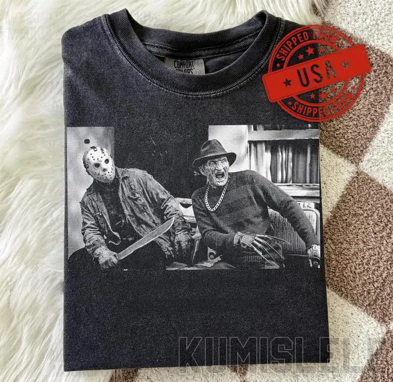 Freddy Krueger Jason Voorhees Shirt | Vintage Horror Movie Tee | Comfort Colors Retro Halloween Tshirt | Funny Horror Fan Gift Graphic Tee