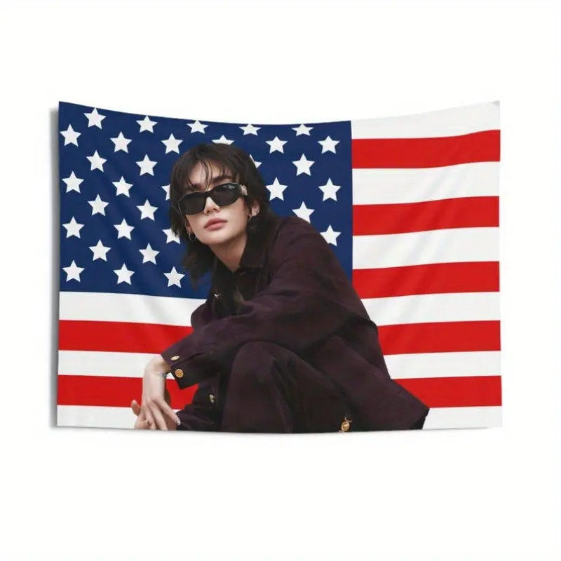 Hyunjin Photoshoot American Flag, Stray Concert Banner, SKZ Kpop Banner, Stray Ate, SKZ Mountains, Stray Giant Tapestry 60X40