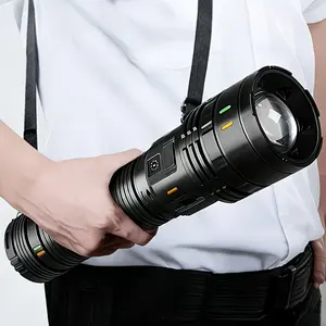 Rechargeable LED Flashlight High Lumens, Super Bright Zoomable Tactical Flashlight with Digital Display, 3600mAh Long Lasting Battery, Hands-Free Design with Shoulder Strap, Adjustable Focus Torch for Night Camping, Household Use & Daily Carry