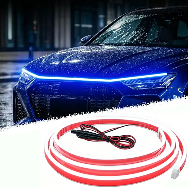 Dynamic Scan Startup 71 Inch Car Hood Light Strip – Waterproof Flexible DRL Daytime Running Lights, Eye-Catching Night Driving Upgrade Decorative Light for Car Enthusiasts Truck/SUV Engine Cover Decoration Accessories, Universal Car Accessory Gift