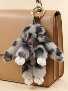 Handmade Soft Fur Ball Ornament, Creative Cute Rabbit Keychain, Plush Touch, Car Accessories, Fashion Decoration, Gift for Friends, Bag Charms, Keychain Bag Pendant, Fuzzy Keychain