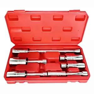 6PCS 3/8-Inch Drive Magnetic Swivel Spark Plug Socket Set, Thin Wall, Include 9/16-Inch, 5/8-Inch, 13/16-Inch, 14mm, Socket, Length: 4-Inch, 6-Inch, 11-Inch, 12-Point, CR-V
