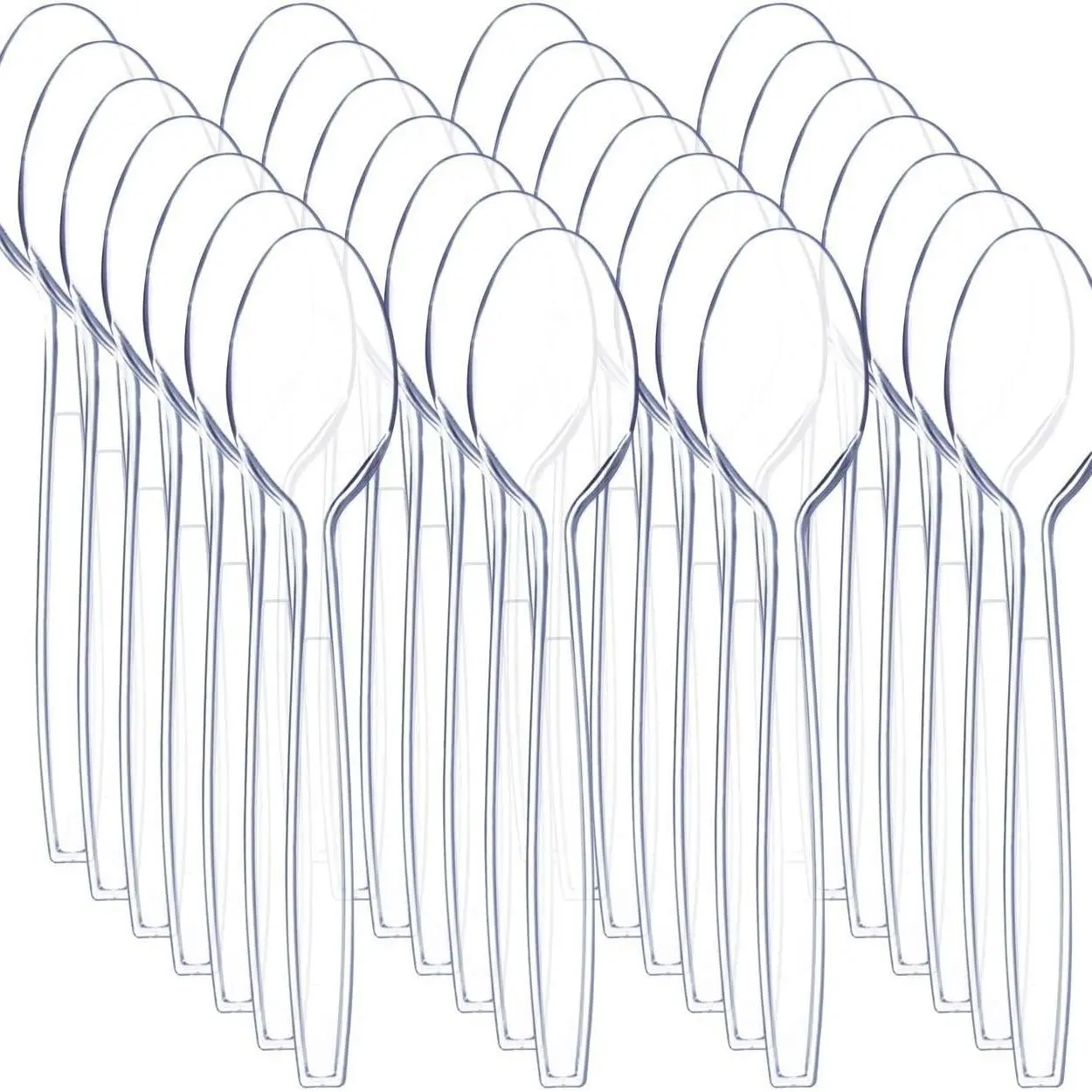 100 Pack Ultra Clear High Quality Plastic Spoons, BPA-Free & Heat Resistant, Disposable Thick Utensils for Parties & Events, Party Supplies, Ideal for Catering Needs