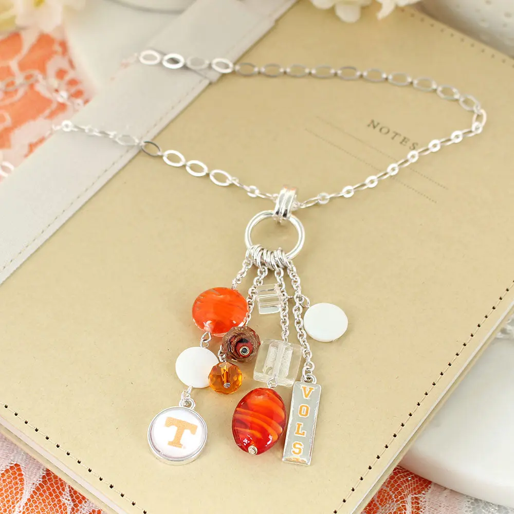 Tennessee Cluster Necklace for Women - Silver Color, 30 inch Chain Length
