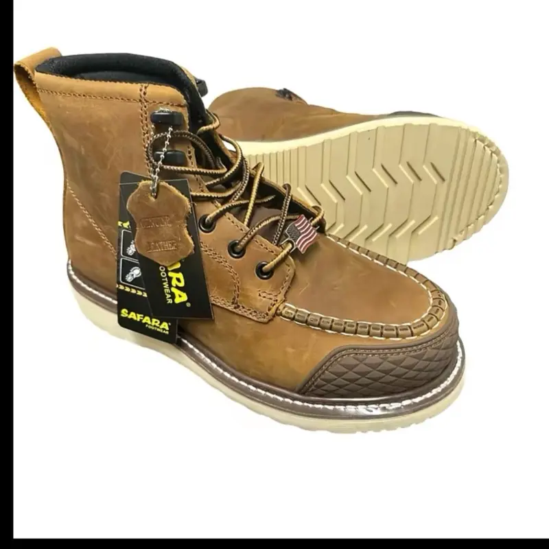 Men's 6" Moc Toe Work & Safety Boots in Full Grain Leather, Water-Resistant with a Cushioned Non-Slip Wedge Sole, Boot, Safety Work Boot