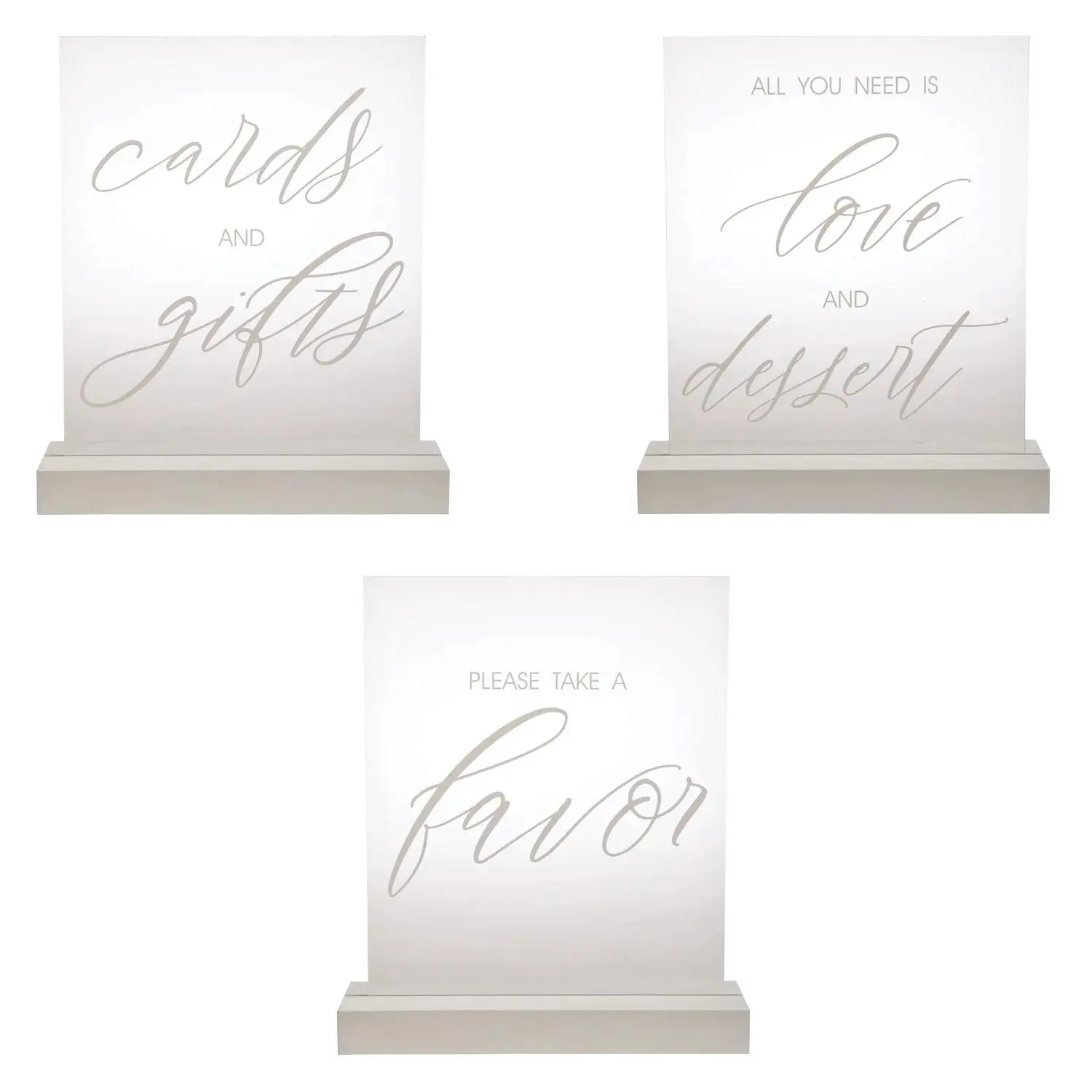 Elegant White Acrylic Rectangular Wedding Sign Kit - 3-Pc Sturdy Decor for Guest Direction, Wooden