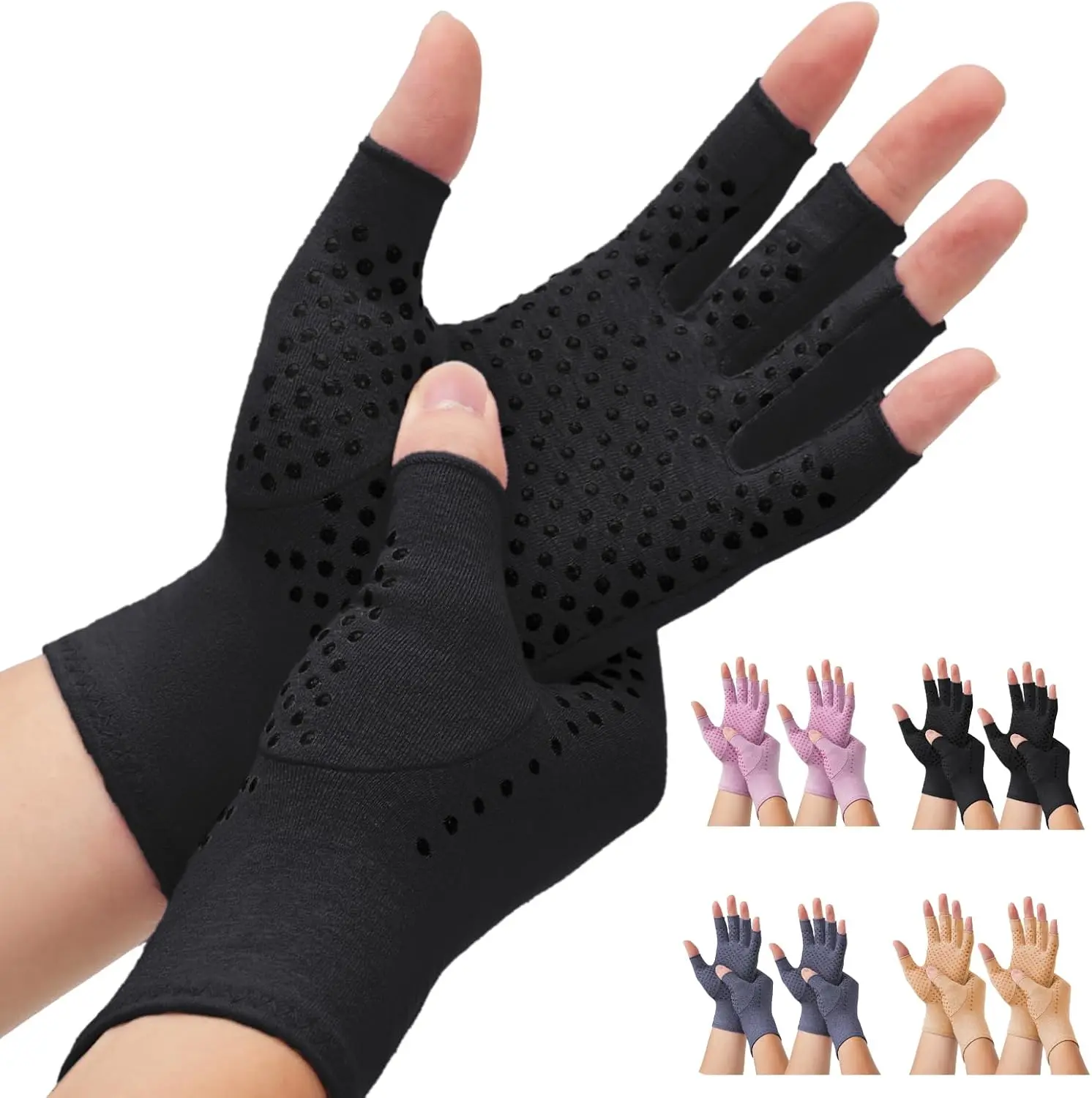 2 Pairs Arthritis Compression Gloves, for Women & Men Hand Arthritis, Anti-Slip Glue dot Gloves for Work