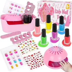 Kids Nail Polish Set for Girls 14PCS Nail Art Kit with Nail Dryer Non-Toxic Nail Polish Fake Nails & Accessories Best Gifts for Girls Age 6-12  Birthday & Easter Toys