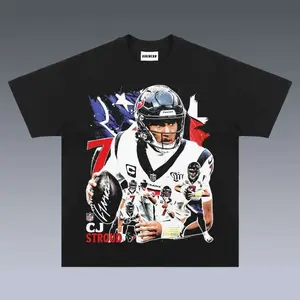 [SALE Up To 50% Off] Cj Stroud Graphic Tee, Y2K Crew Neck Streetwear T-Shirt, Unisex Crew Neck Tee, Vintage Football Graphic, Sports Player Bootleg Premium Style, Casual Cotton Fit 1 Sided