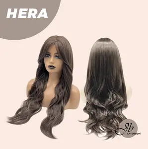 JBEXTENSION 28 Inches Long Wave Cold Brown Wig with Bangs HERA