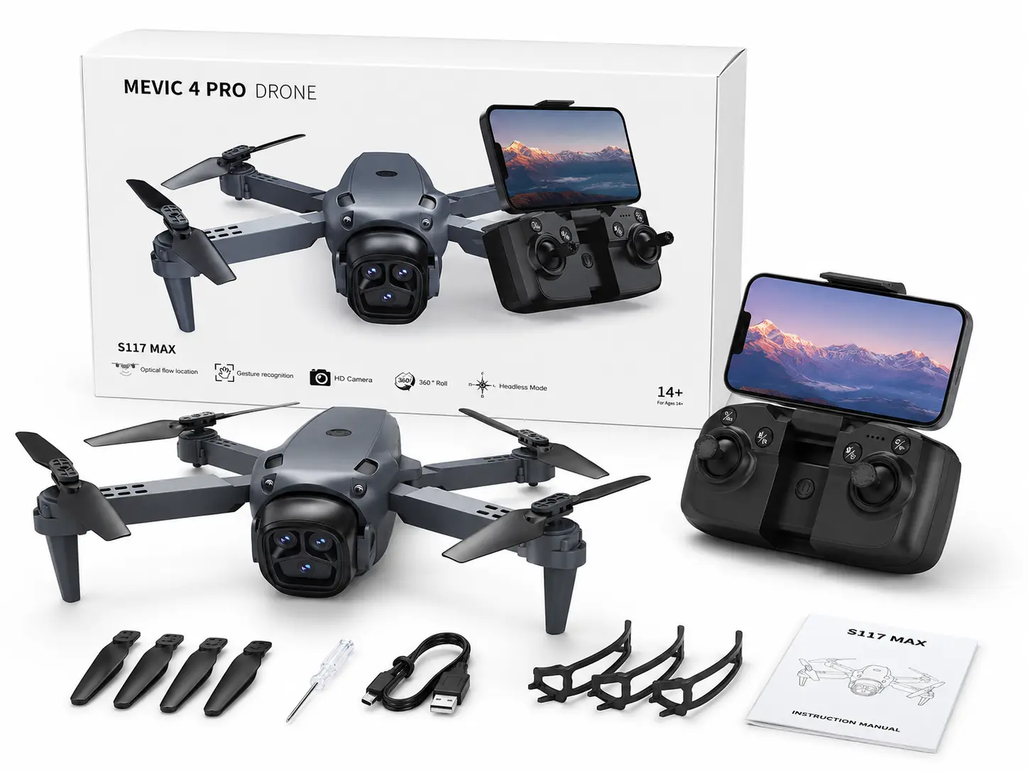 MEVIC 4 Pro Drone - Gray, Foldable HD Camera Drone with Controller