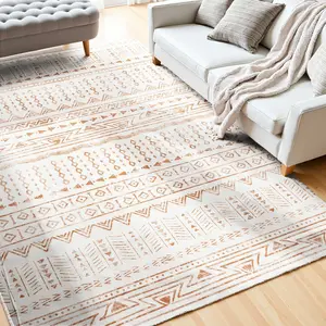 VEVOR Area Rug, 6 x 9 ft Large Washable Rug, Non-Slip and Tear-Resistant Soft Carpet, Pet Friendly Modern Area Rugs, Indoor Mat for Bedroom, Office, Living Room, Entryway, Beige