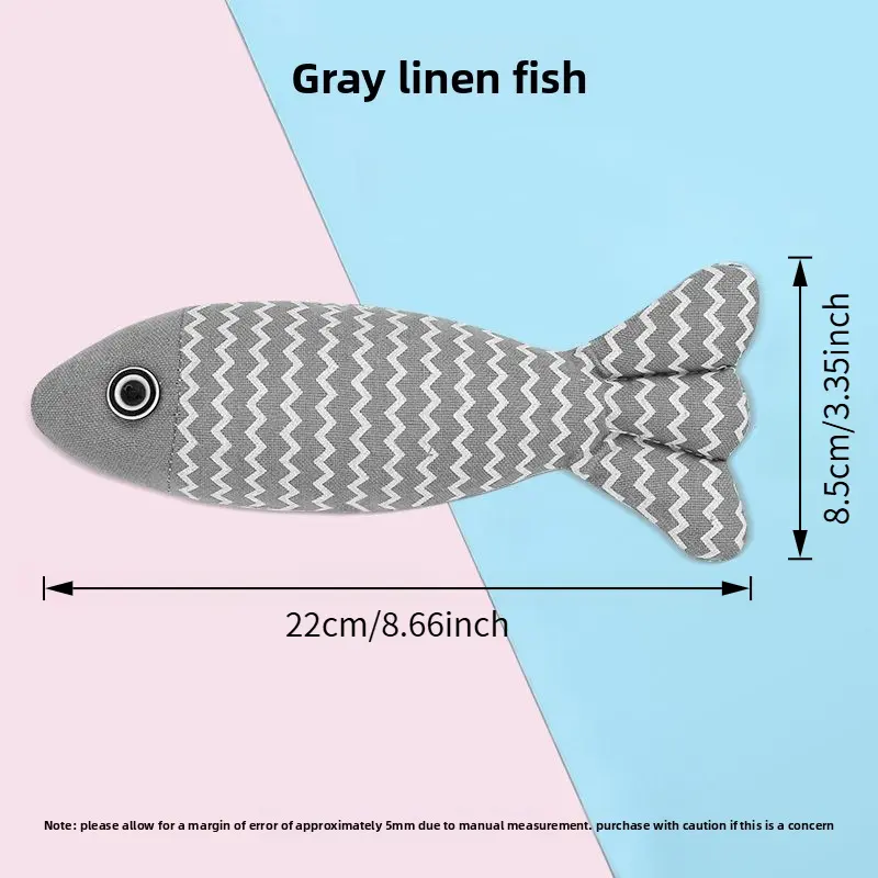 Gray linen fish pattern three-piece set