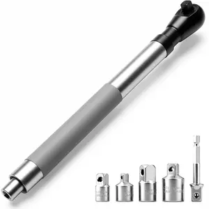 1/2" Offset Extension Wrench with 3/8" & 1/4" Drive Adapters, Right Angle  Ratchet Extender for Tight Spaces, Compatible with Electric Ratchet and Drill