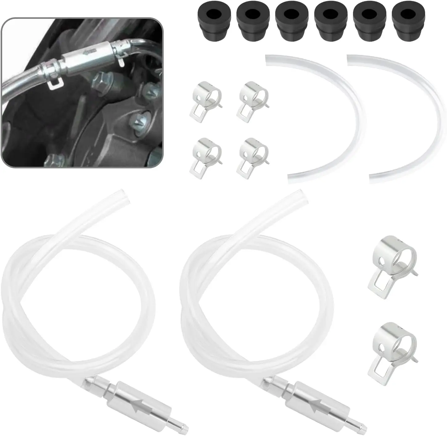 2Set Brake Bleeder Kit,Brake Fluid Bleeder Kit Includes 4PCS Brake Bleeder Hose,2PCS One Way Check Valve,Universal Break Bleeder Kit Car Accessories for Car Motorbike Bike