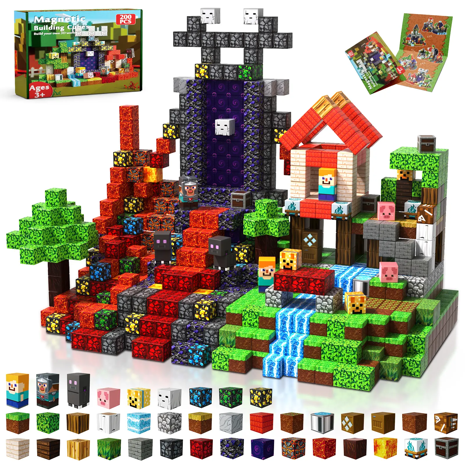 200 PCS 0.8in Magnetic Blocks - Magnet Toys for Kids, Magnetic Building Blocks Cubes, Stacking Magnets, School STEM Toys Birthday Gifts for Boys and Girls Age 3+ Years Old,summerwins