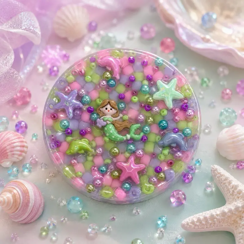 Starfish, dolphins, and Mermaid Silicone Picky Pad. Fidget Toy- ADHD-Friendly Sensory Tool for Stress, Anxiety, and Nervous Energy Relief fidget toy anxiety relax, skin picking relief fidgets relieve stress