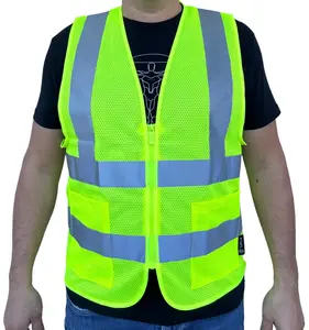 Crew All Mesh Yellow High Visibility Safety Vest with 2 Pockets