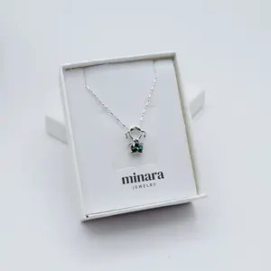950 Silver Girl's Pendant in Zirconia with Semicolon Chain 18 inches Elegant Jewelry for Women