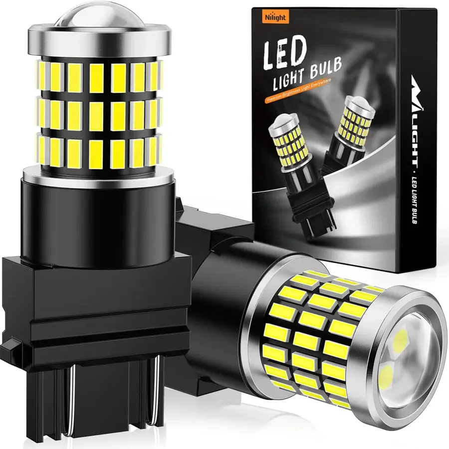 Nilight 57LEDs 6100K Cool White 3156 3056 4157 3057 3157 LED Bulbs (Pairs) Super Bright Waterproof Headlight t10, Led Lights, Pair Pack,car accessories