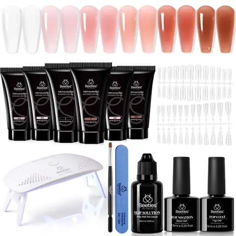 Beetles 6Colors Poly Gel Nail Extension Kit, Manicure Starter Kit Professional DIY Nail Art Kit for Starter with UV Lamp Top Coat Base Gel, Gift for Women gift for girls, Nail Manicure at home, Beginner friendly #TikTokShopBacktoSchool