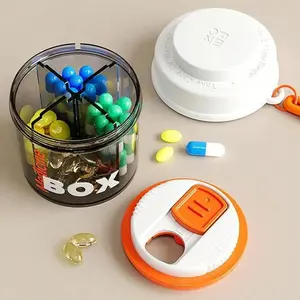 Portable Sealed Healthcare Pill Organizer Box - Travel Medicine Dispenser with Lanyard, Multi-Compartment, Moisture-Proof Daily Vitamin Supplement Storage Container