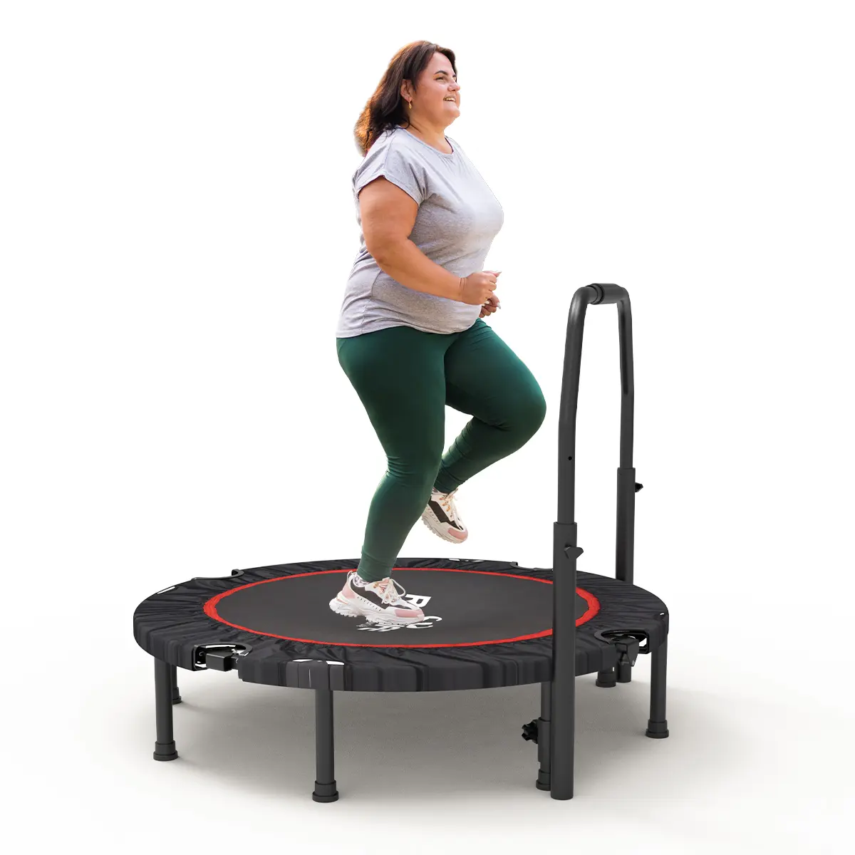 RELIFE 48 Inch Foldable Trampoline for Adults & Kids Adjustable Handle Bar 5-Level Height Indoor Garden Exercise Rebounder 440LBS Max Load Home Workout Essential, Summervibes