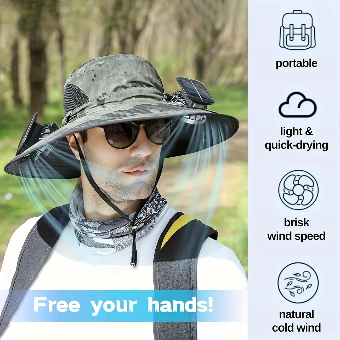 Solar Fan Hat with Adjustable Angle
