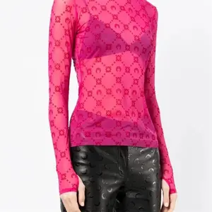 2000s Fashion Women's Moon Flocked T-Shirt Long Sleeve Sheer Mesh Blouse Y2K Style Sexy Thin Tulle Tops Casual Womenswear Blue Short